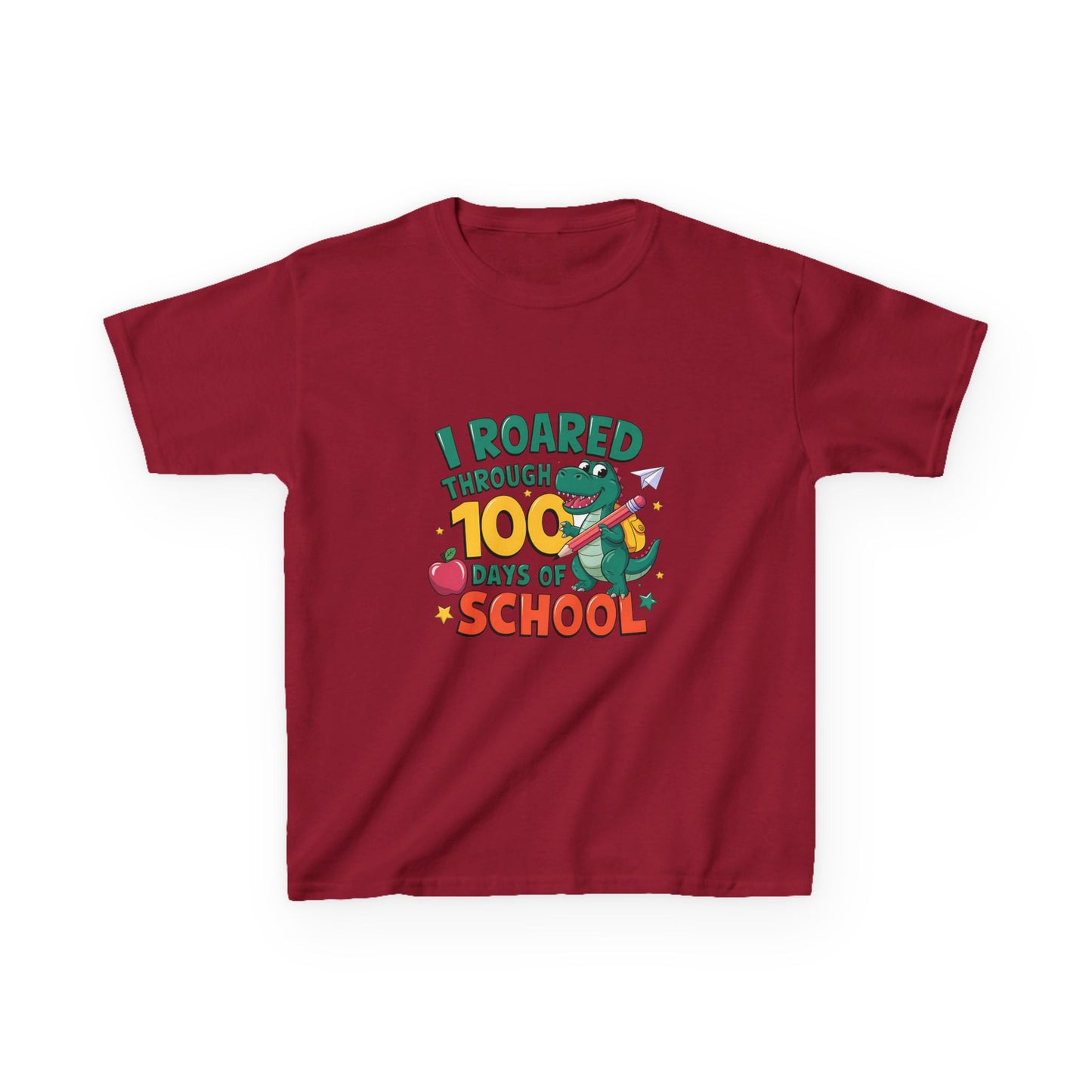 I Roared Through 100 Days of School Kids Tee - Fun & Comfortable Heavy Cotton Shirt for Celebrating Milestones