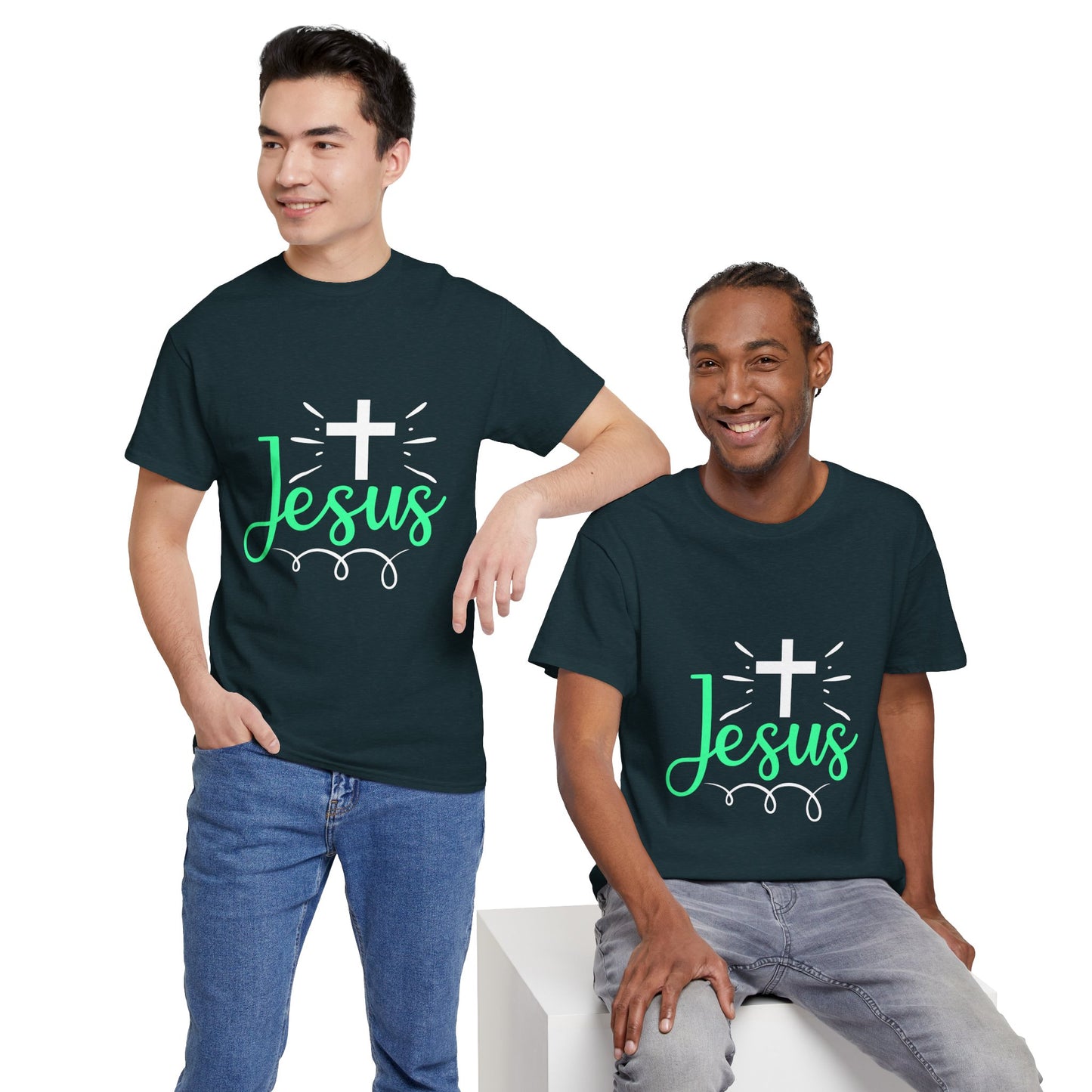 Faith-Inspired Unisex Heavy Cotton Tee - 'Jesus' Design