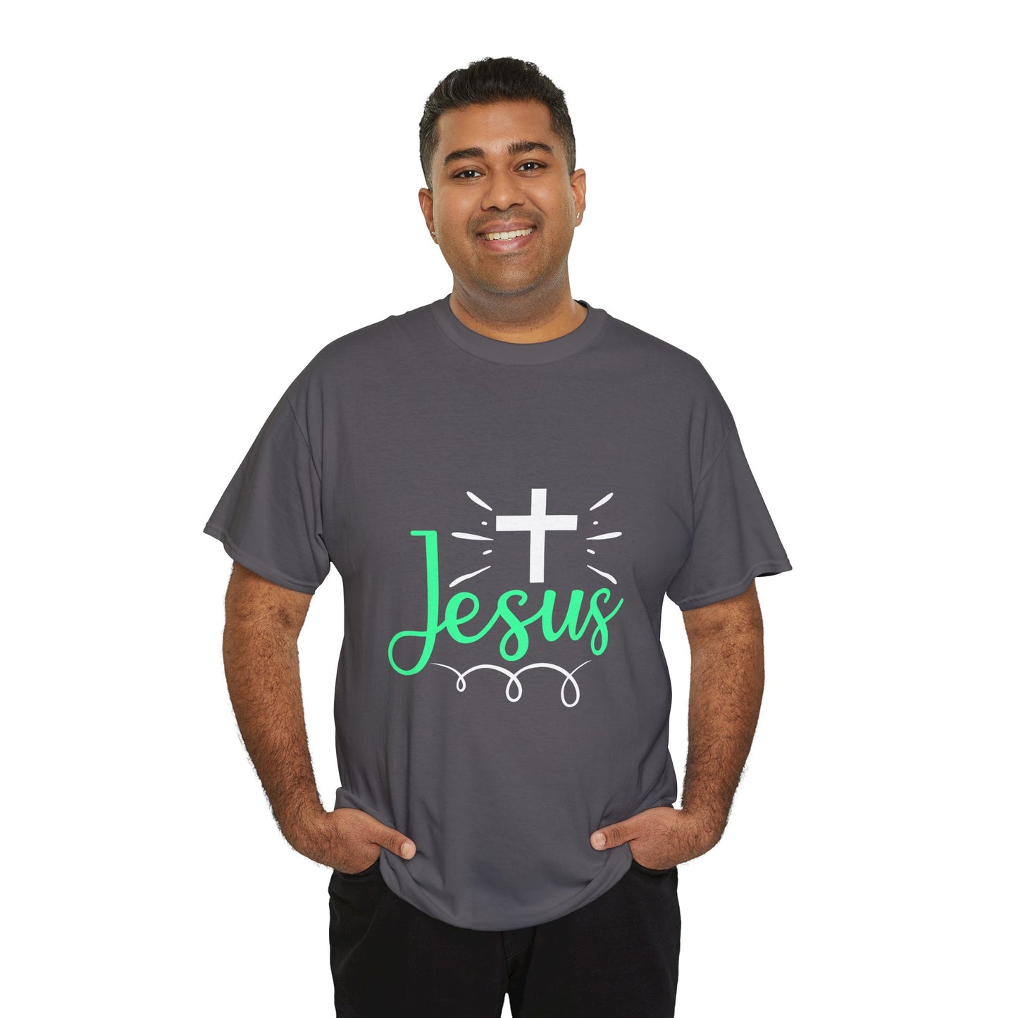 Faith-Inspired Unisex Heavy Cotton Tee - 'Jesus' Design