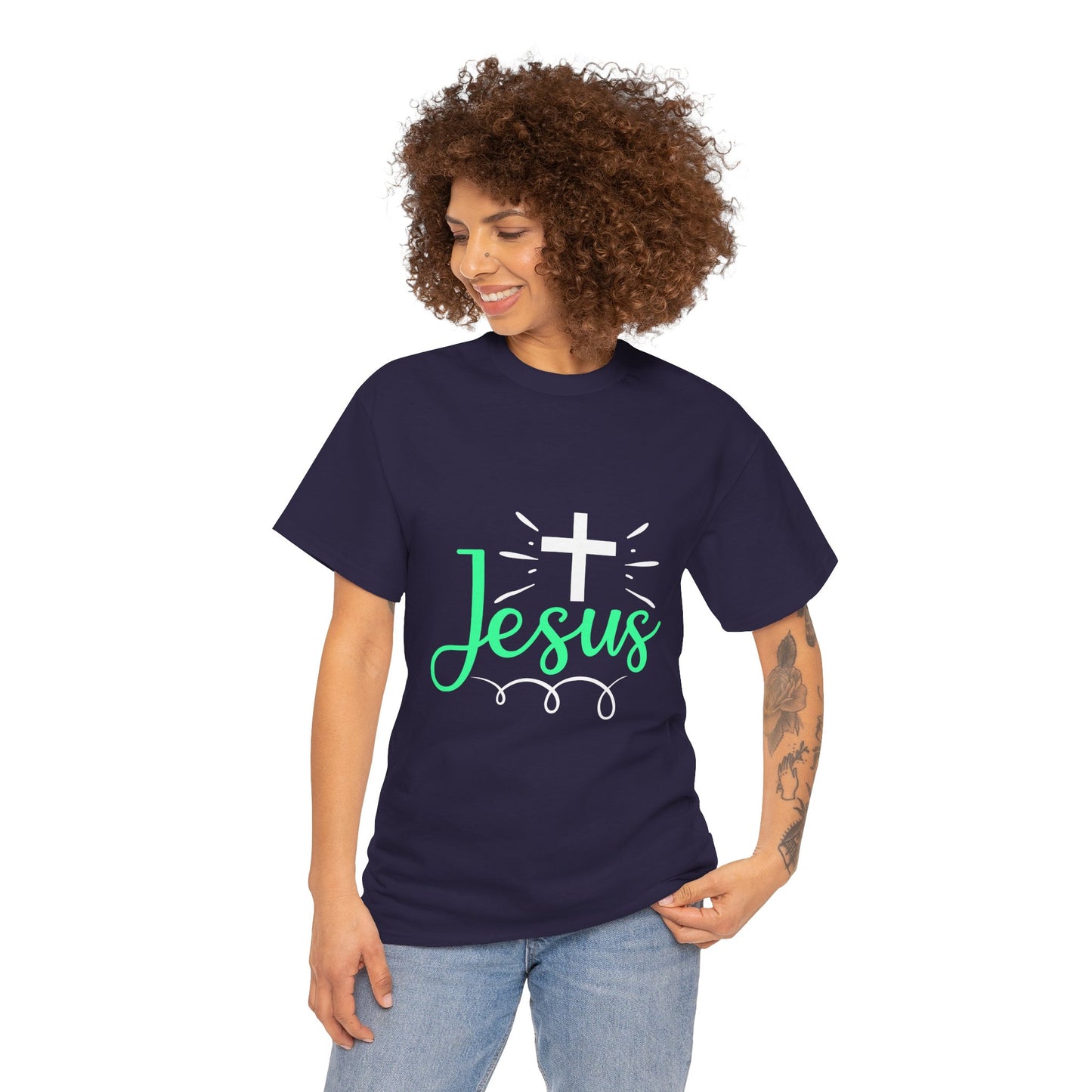 Faith-Inspired Unisex Heavy Cotton Tee - 'Jesus' Design