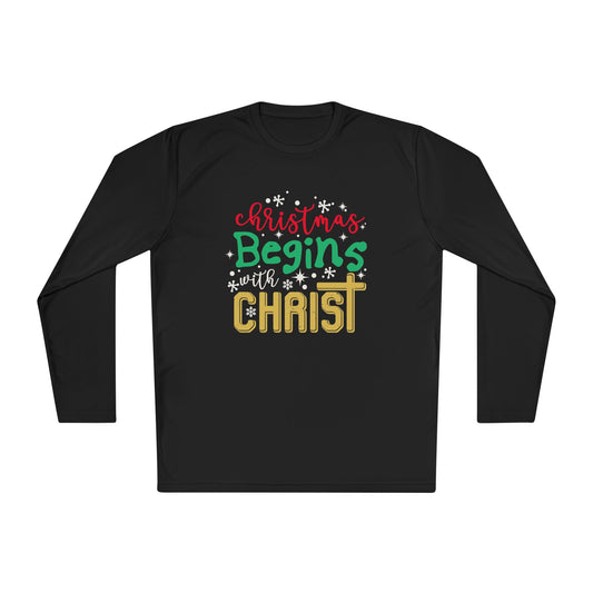 Christmas Begins with Christ Unisex Lightweight Long Sleeve Tee