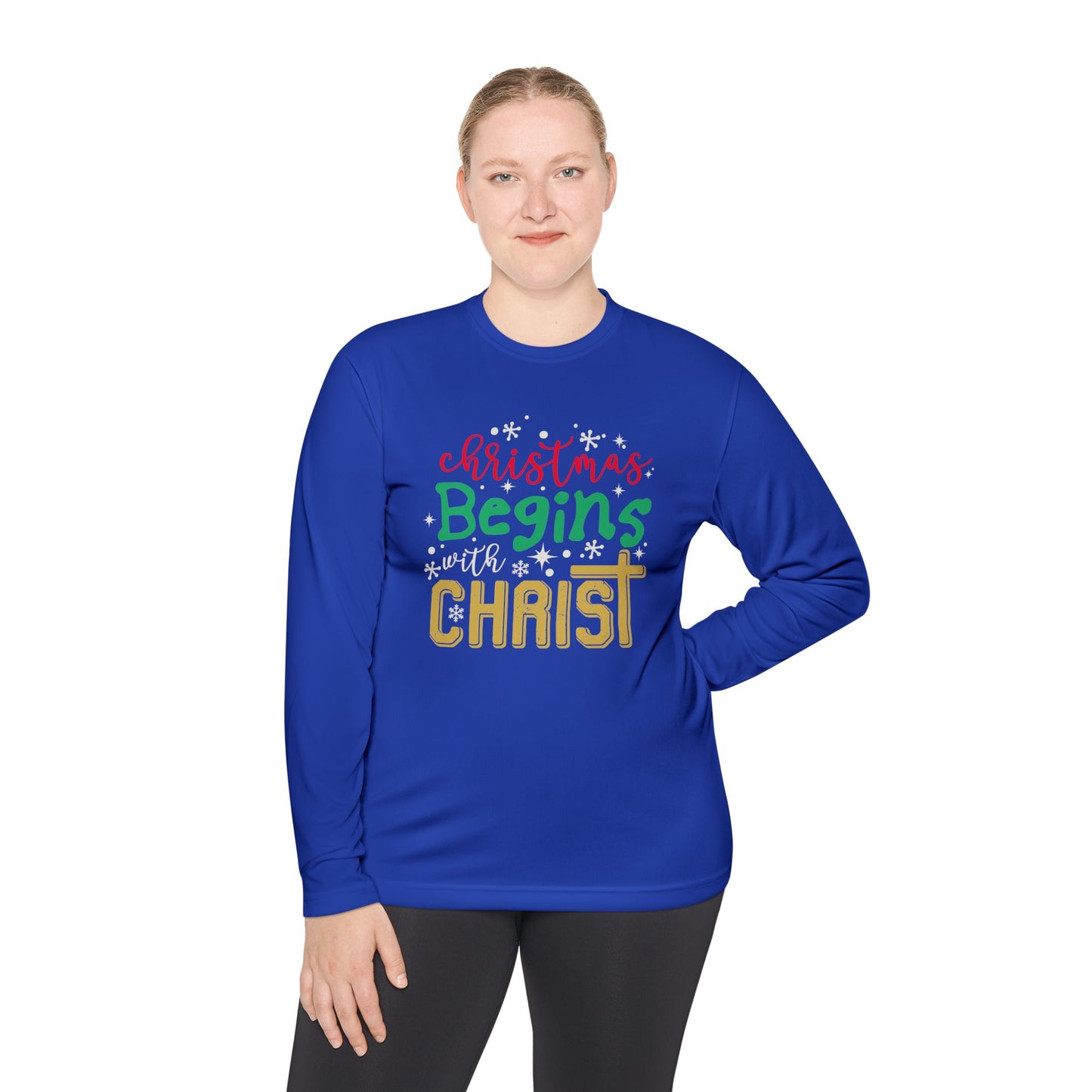 Christmas Begins with Christ Unisex Lightweight Long Sleeve Tee