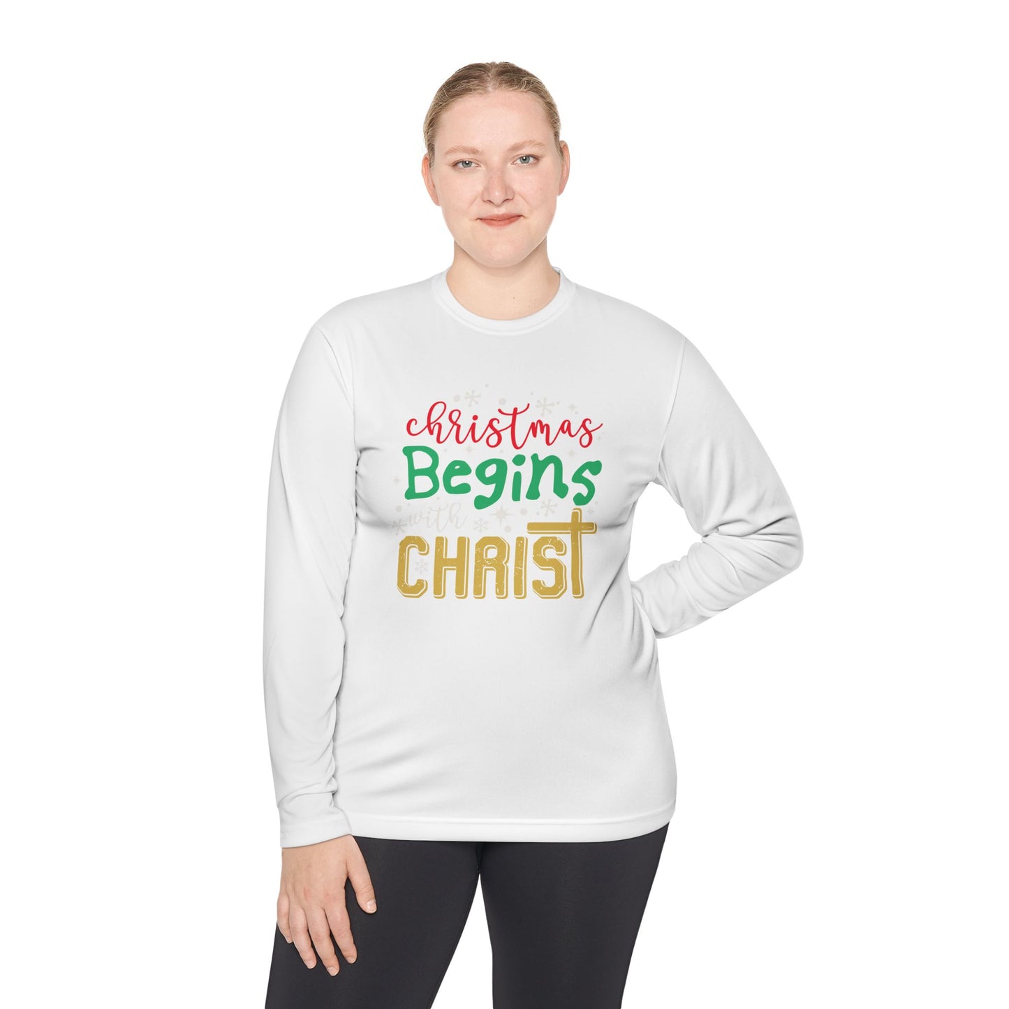 Christmas Begins with Christ Unisex Lightweight Long Sleeve Tee