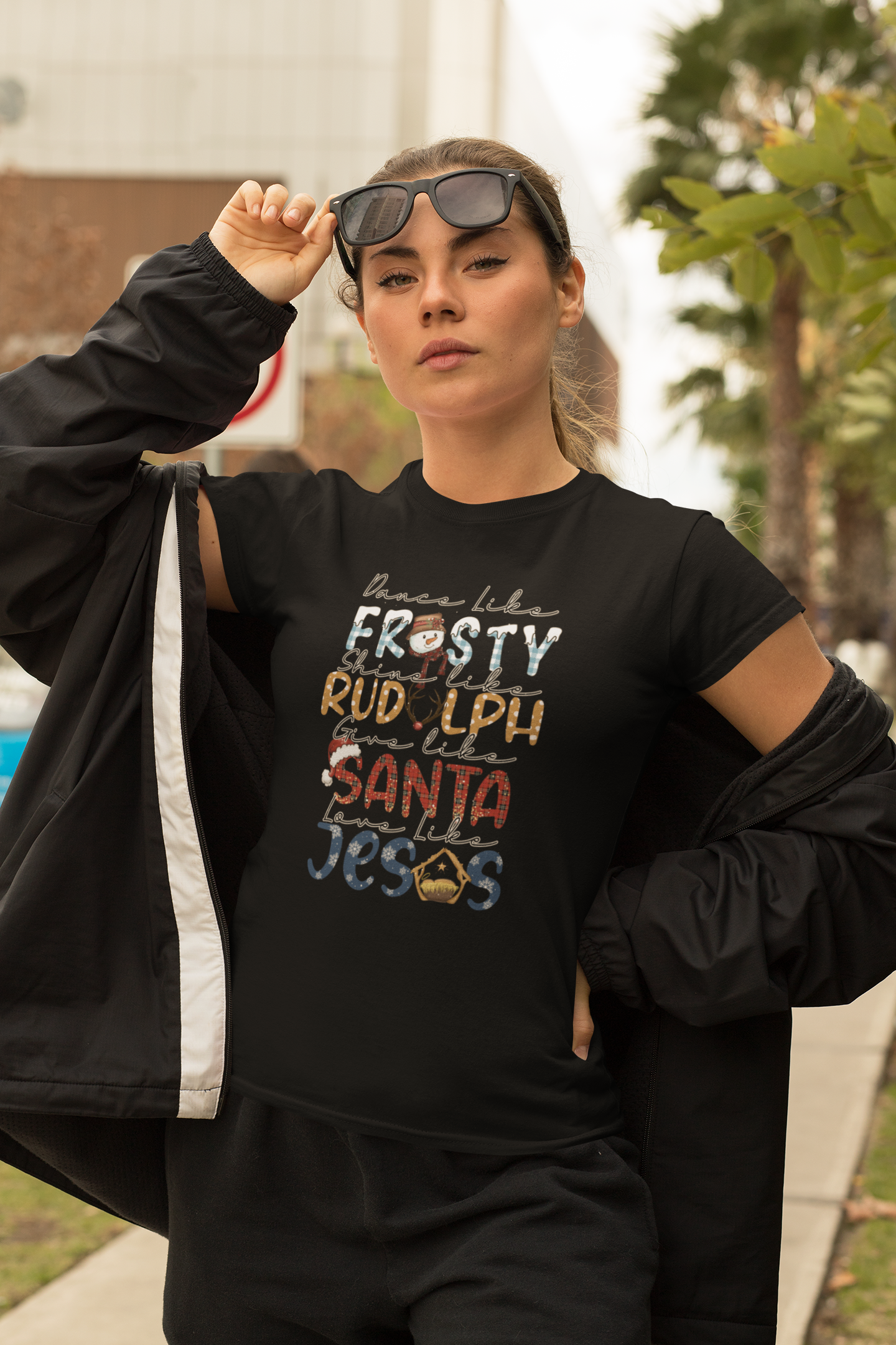 Christmas Themed Unisex Heavy Cotton Tee: Frosty, Rudolph, Santa, & Jesus