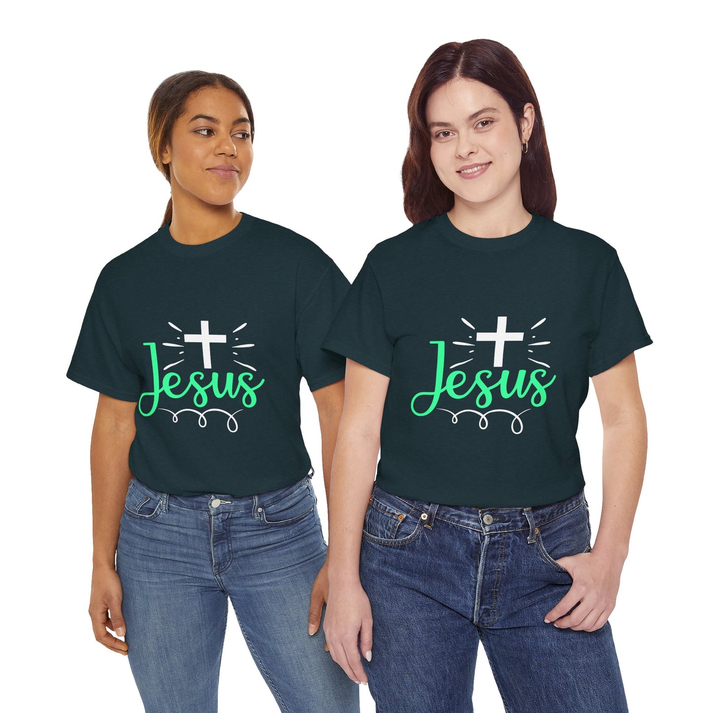 Faith-Inspired Unisex Heavy Cotton Tee - 'Jesus' Design