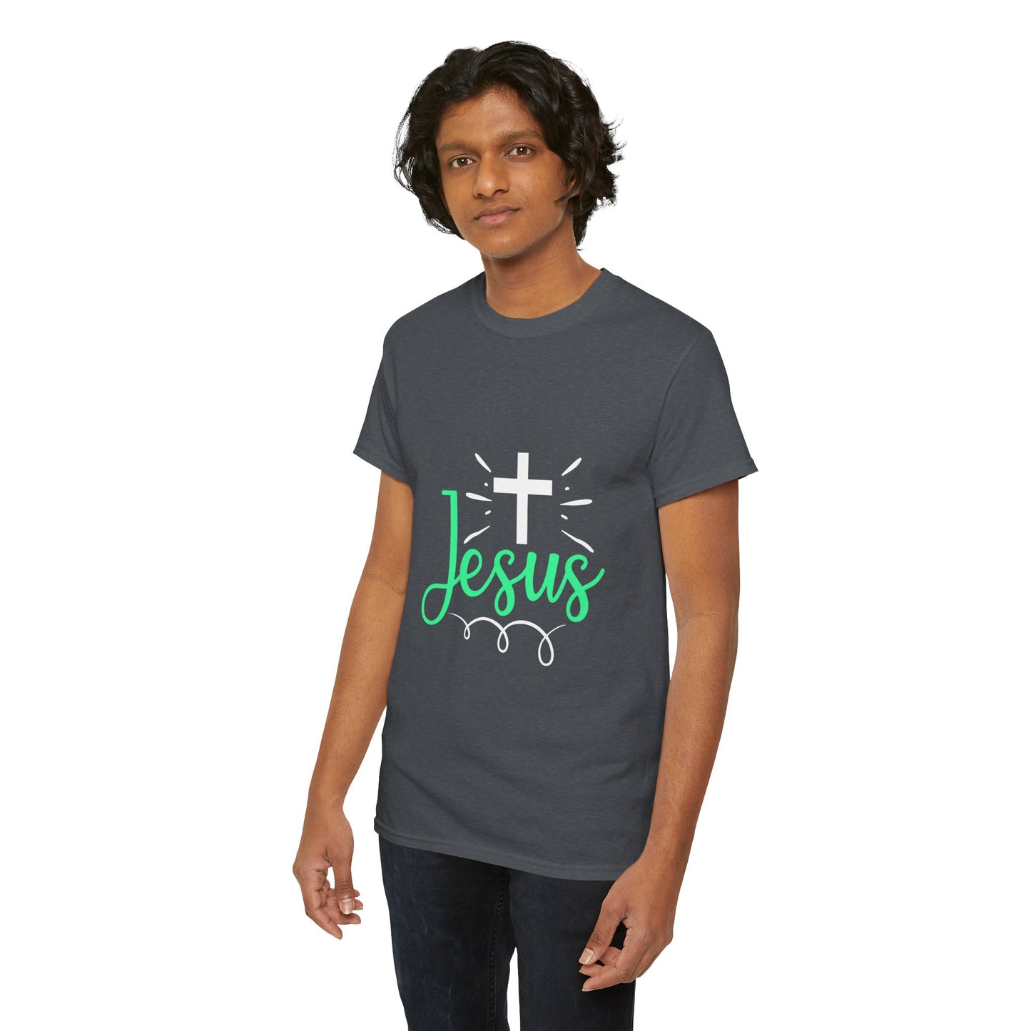 Faith-Inspired Unisex Heavy Cotton Tee - 'Jesus' Design