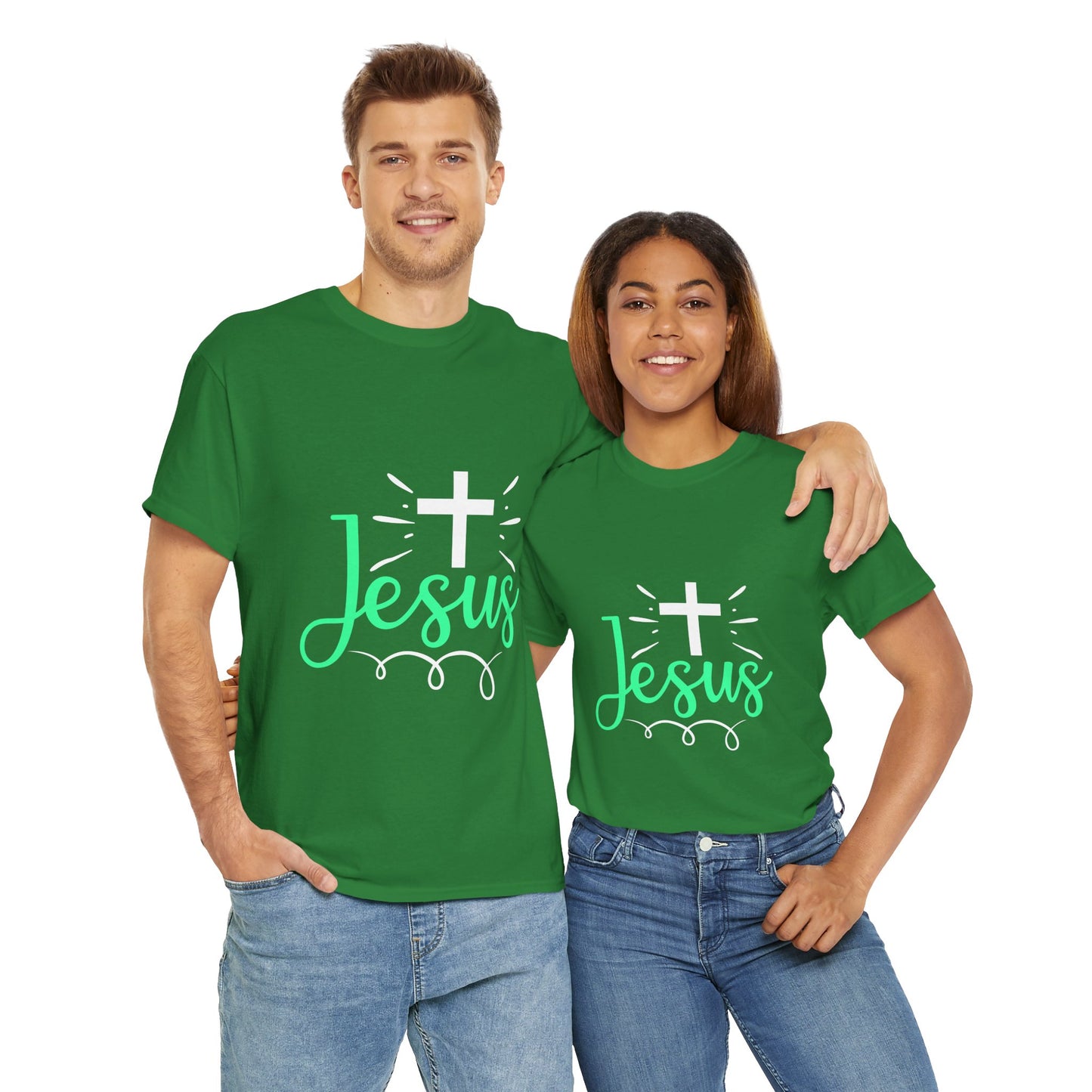 Faith-Inspired Unisex Heavy Cotton Tee - 'Jesus' Design