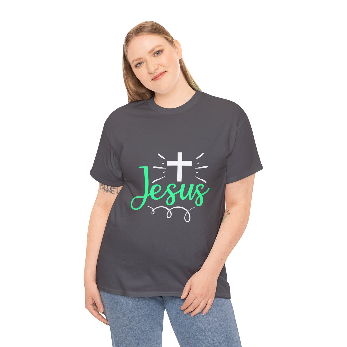 Faith-Inspired Unisex Heavy Cotton Tee - 'Jesus' Design